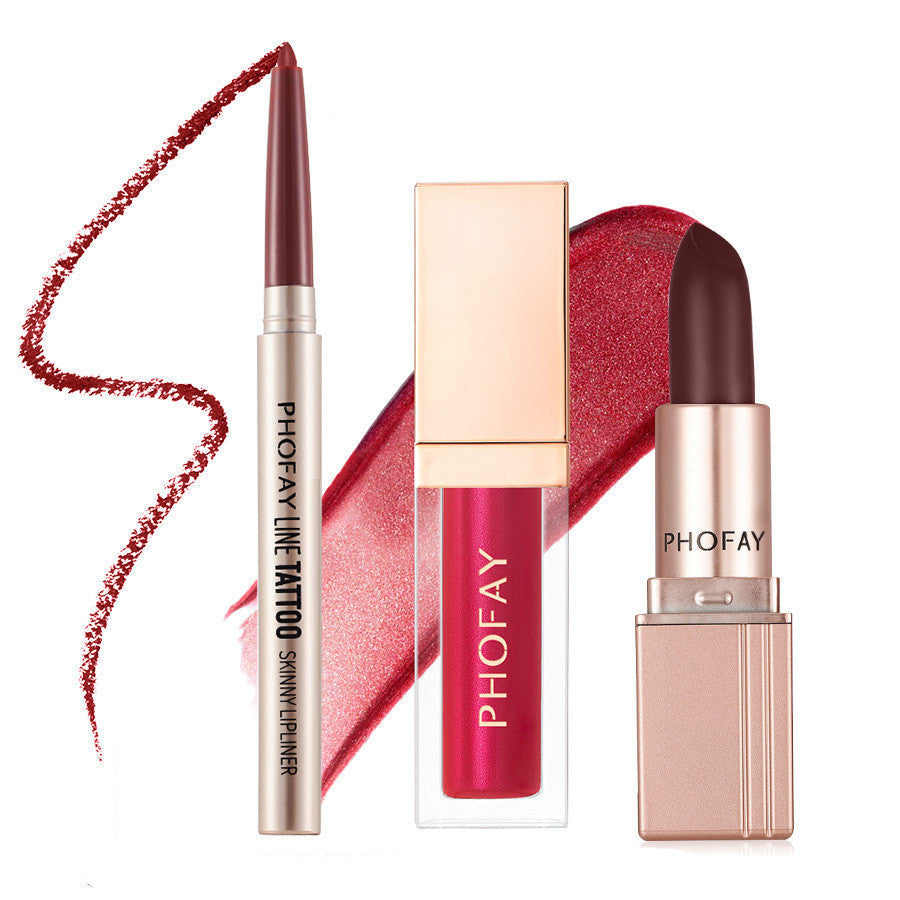 PHOFAY Ultra-Glossy Lip Gloss Matte Lipstick Lipliner MERLIÁ