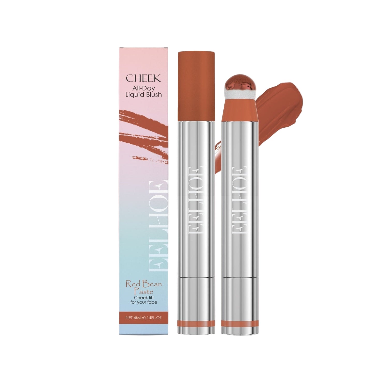 All-Day Liquid Blush in Red Bean Paste shade, warm red-toned liquid blush with natural glow effect, lightweight and buildable cheek tint