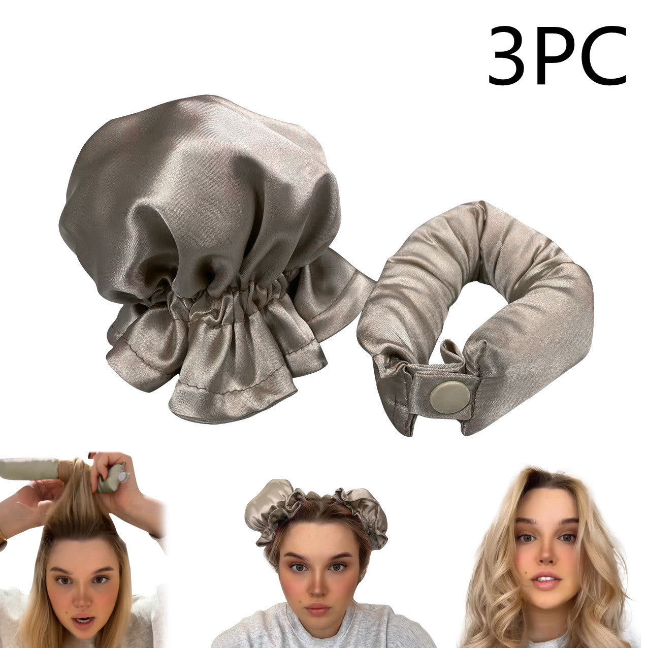 Set of 2 mini Bonnets and 1 heatless curler MERLIÁ
