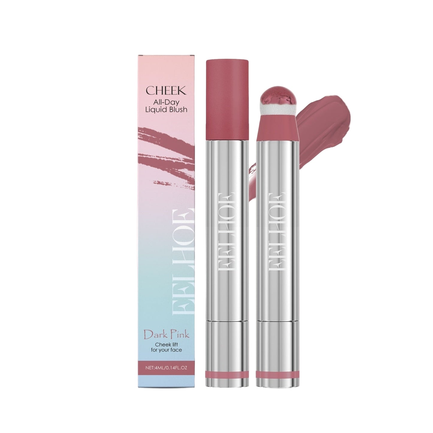 All-Day Liquid Blush in Dark Pink, vibrant dark pink liquid blush for intense cheek color, smooth texture, long-lasting blush makeup