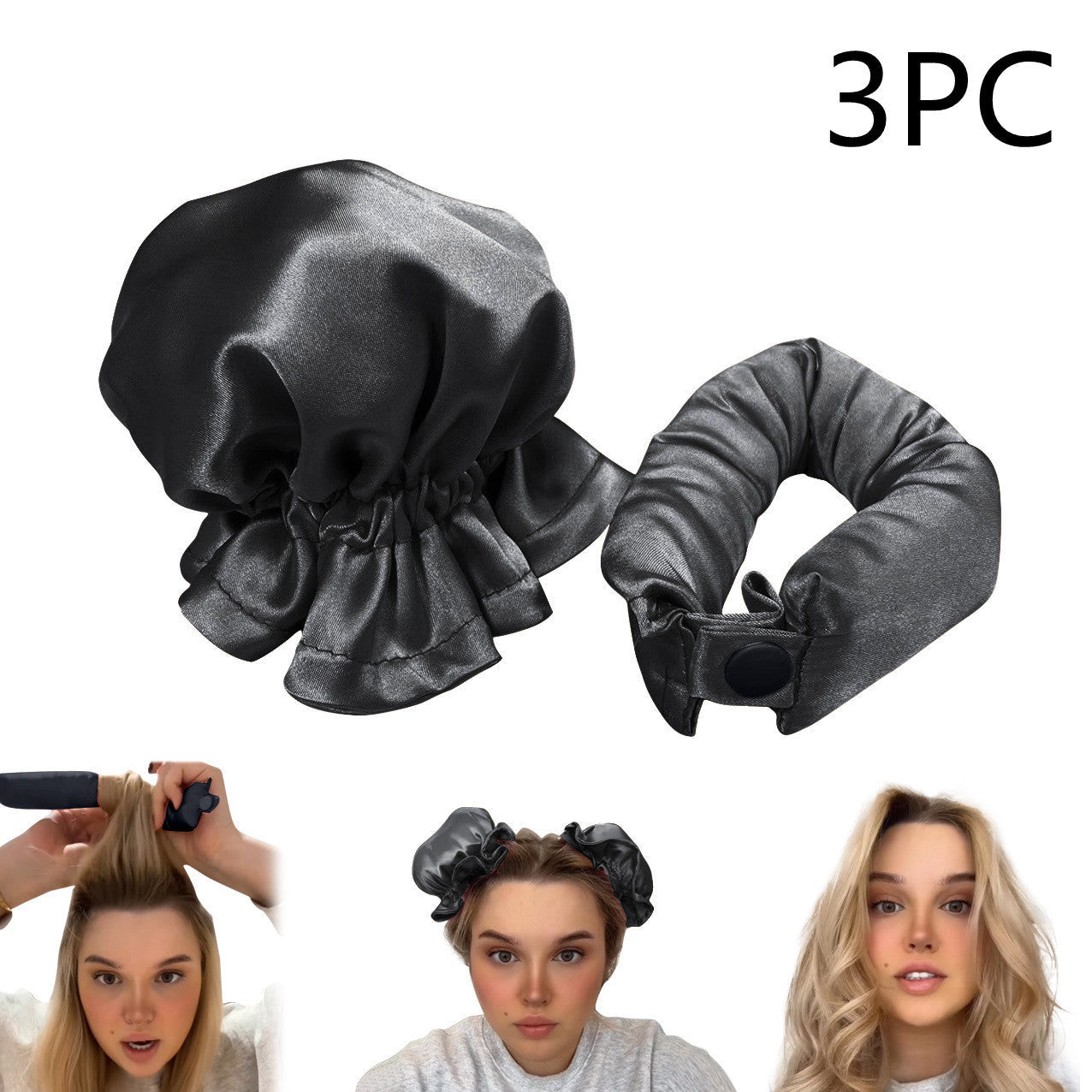 Set of 2 mini Bonnets and 1 heatless curler MERLIÁ
