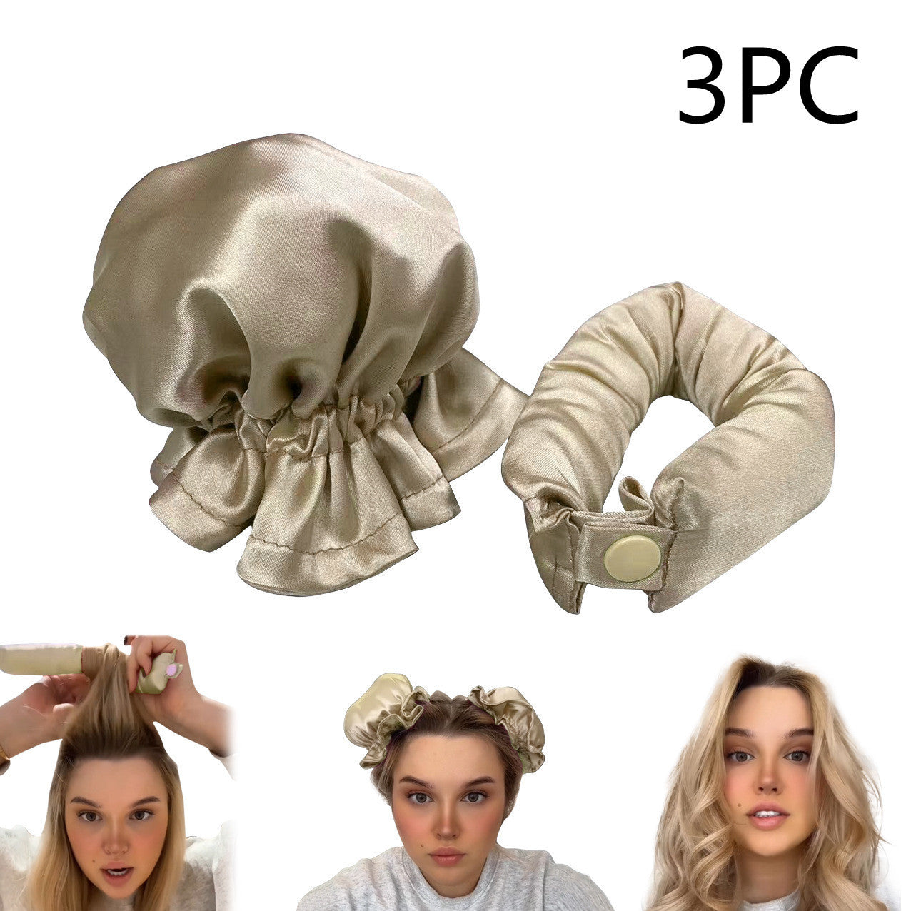 Set of 2 mini Bonnets and 1 heatless curler MERLIÁ