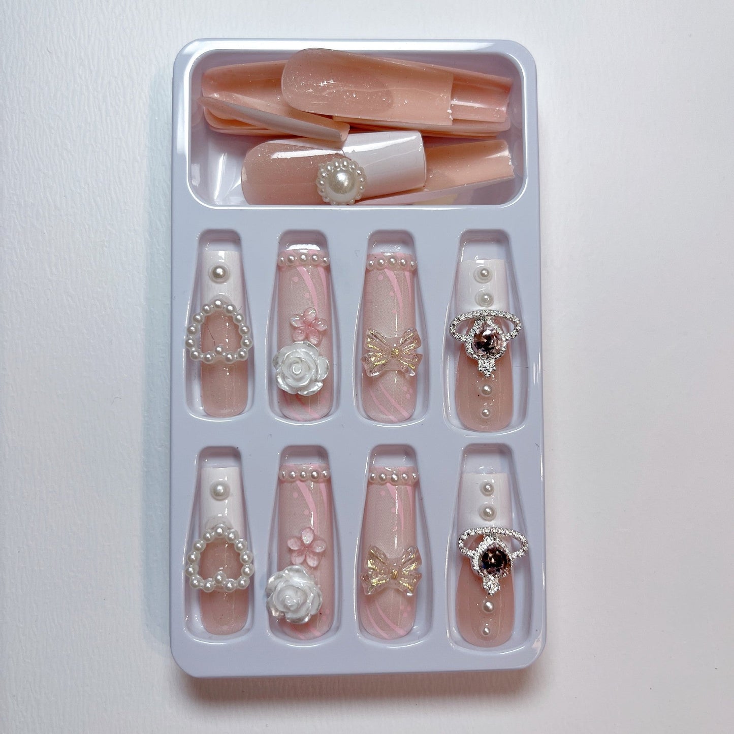Romantic Pink False Nails 🎀 MERLIÁ