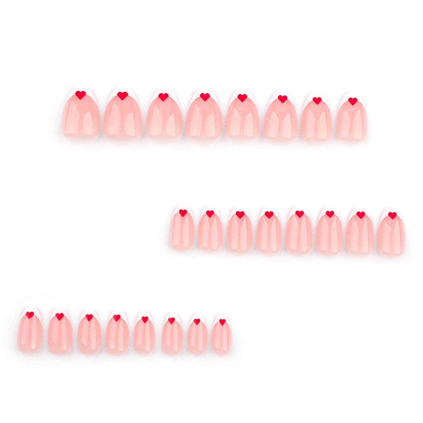 Simple White Nail Tips with Red Love Design ❤️ MERLIÁ