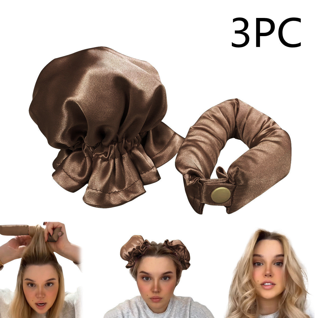 Set of 2 mini Bonnets and 1 heatless curler MERLIÁ
