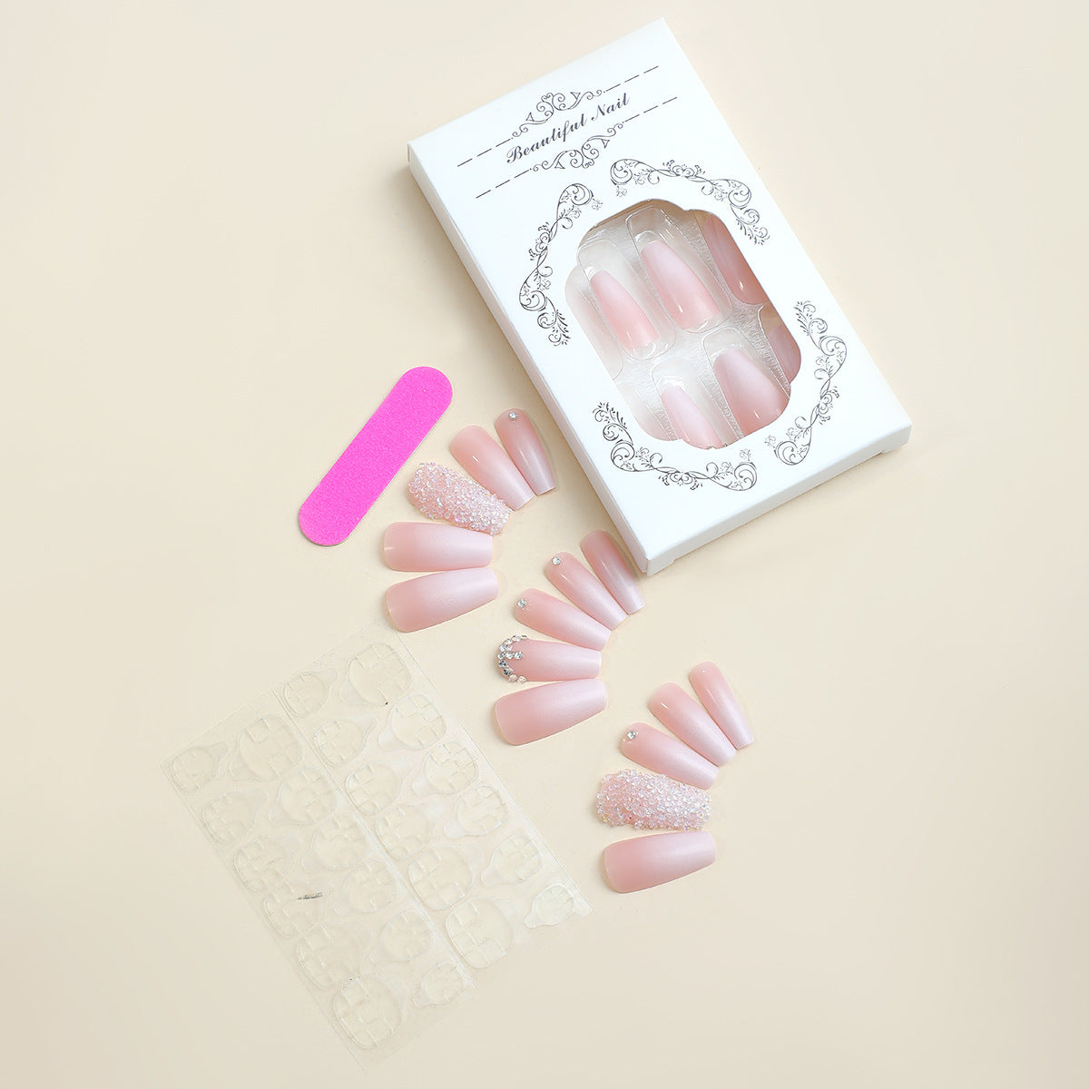 Elegant Gradient Rhinestone Nails MERLIÁ