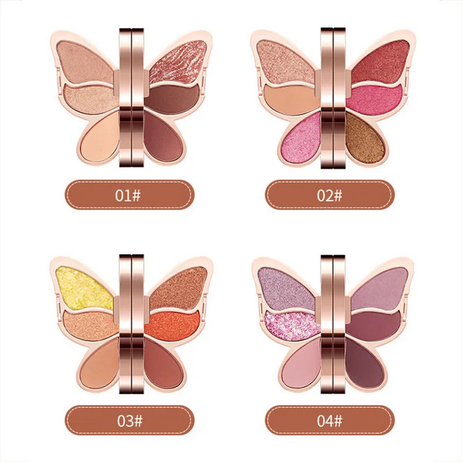 6-Color Butterfly Eyeshadow Palette – Glitter & Matte Shades🦋 MERLIÁ