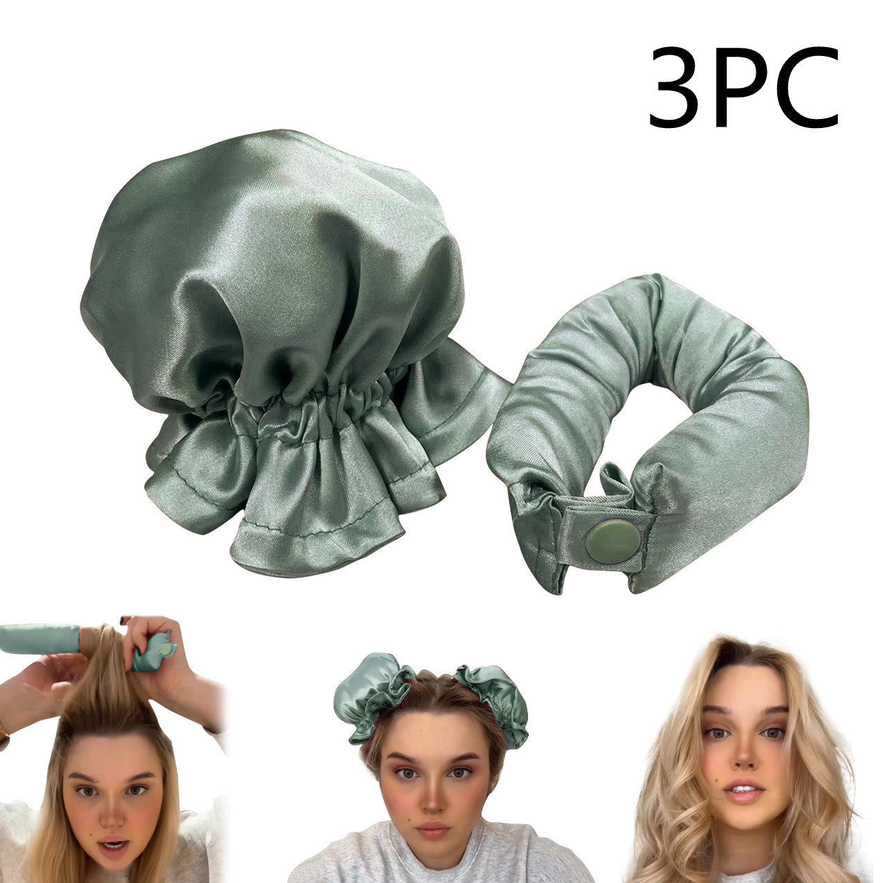 Set of 2 mini Bonnets and 1 heatless curler MERLIÁ