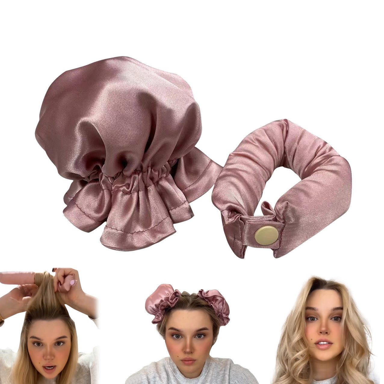 Set of 2 mini Bonnets and 1 heatless curler MERLIÁ