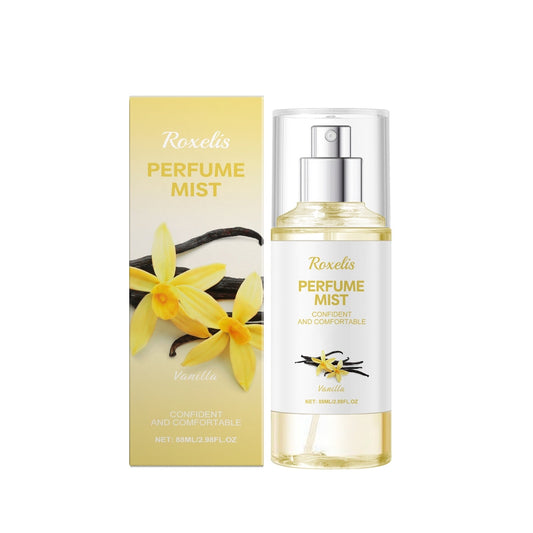 Strawberry Vanilla Body Mist Spray with packaging on white background, showing compact perfume bottle and easy-to-use spray design for everyday freshness 🍓