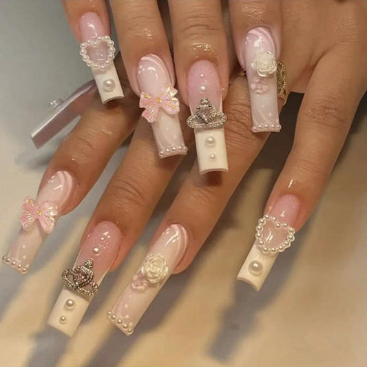Romantic Pink False Nails 🎀 MERLIÁ