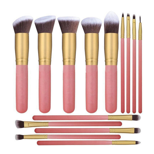 Professional Wood Handle Makeup Brush Set (14-Pieces) MERLIÁ
