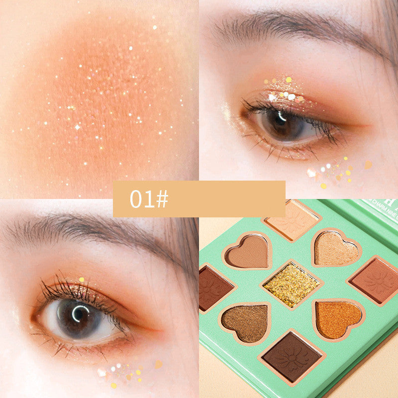 Peach Glow 9-Color Eyeshadow Palette – Matte, Shimmer & Glitter MERLIÁ
