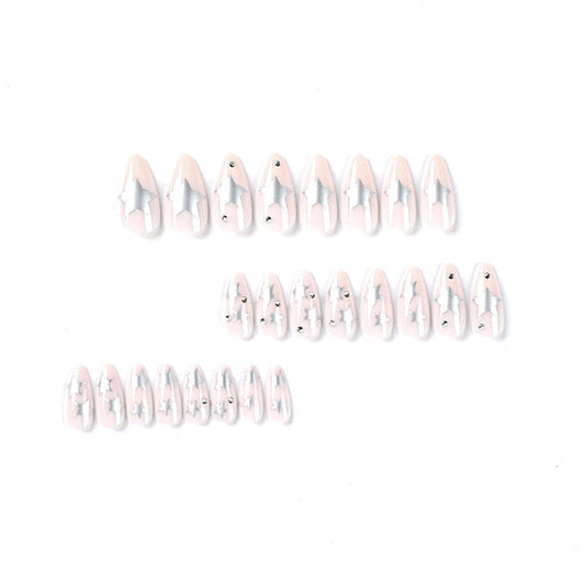 Sweet Cool Silver XINGX Rhinestone Wear Fake Nail Tip MERLIÁ