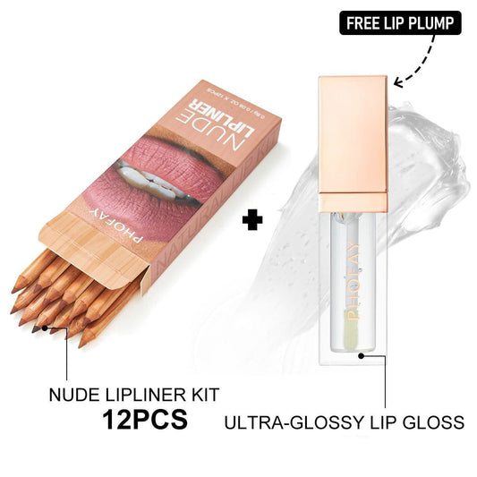 PHOFAY Ultra-Glossy Lip Gloss Nude Lipliner Kit MERLIÁ