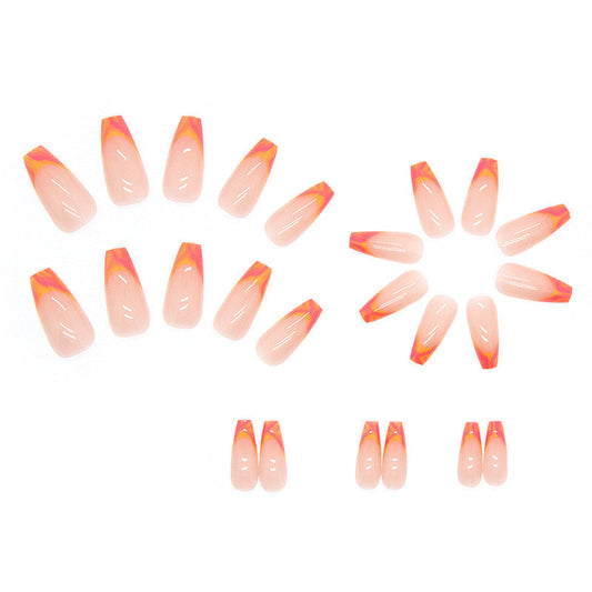 Pink-Orange Tiger French Style Nails MERLIÁ