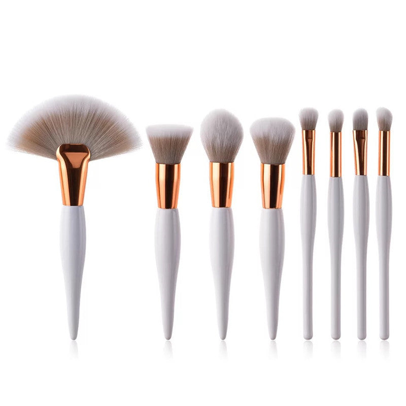 Wooden Makeup Brush Set – 8-Piece Nylon Brushes MERLIÁ