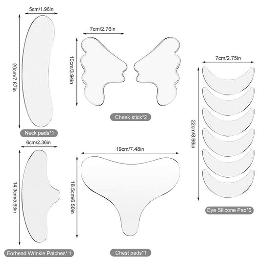 Reusable Silicone Anti-Wrinkle Facial & Neck Patches - 11pcs MERLIÁ