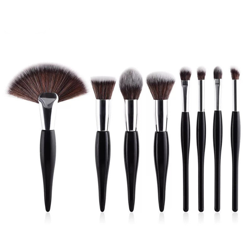 Wooden Makeup Brush Set – 8-Piece Nylon Brushes MERLIÁ