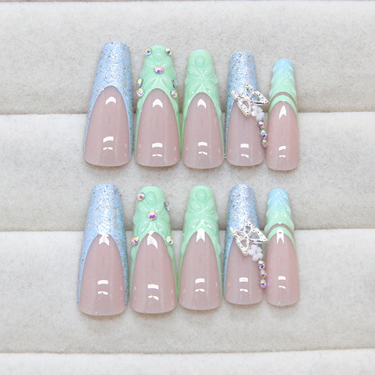 Thin And Glittering Long Ballet Nail Disassembly Nail Sticker Diamond Type 24 Pieces MERLIÁ