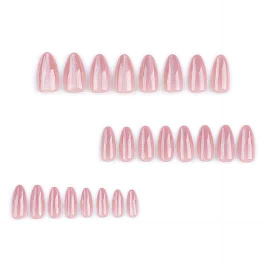 Almond Press-On Nails - Sparkly Pink MERLIÁ