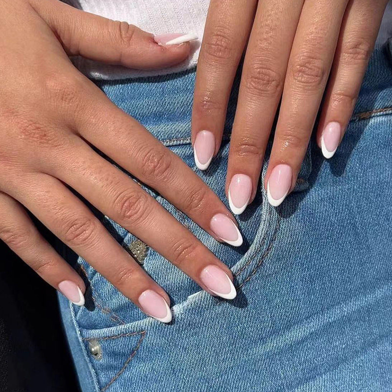 Simple French White Edge Press-On Nails MERLIÁ