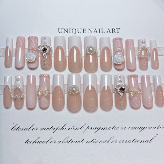 Romantic Pink False Nails 🎀 MERLIÁ